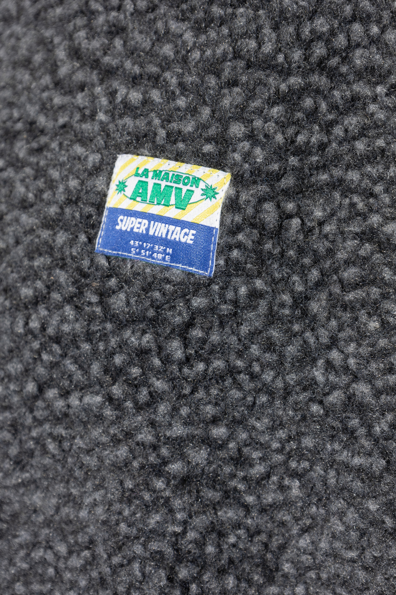 GRIS ジップアップジャケット XL 150-160 Grey Furry sweatshirt with logo patch American Vintage